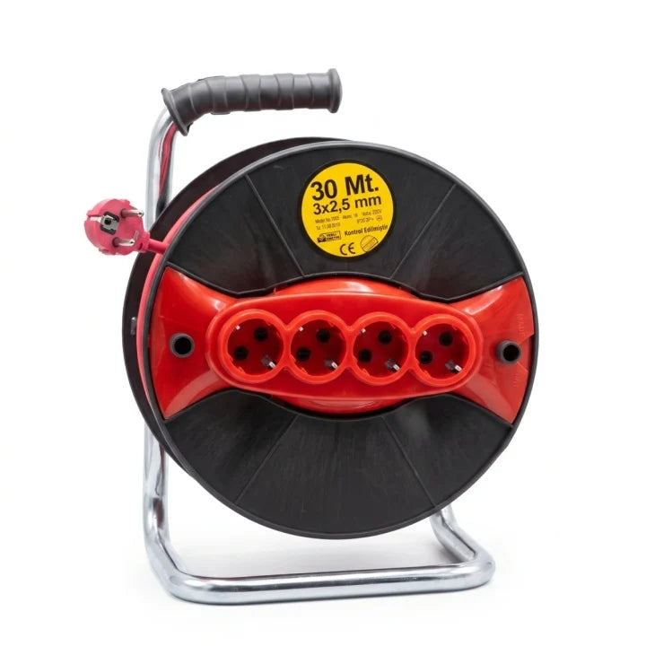 Derulator Electric 30 m cu Tambur – Cablu 3×2.5 mm², 4 Prize, Putere Maximă 3500 W