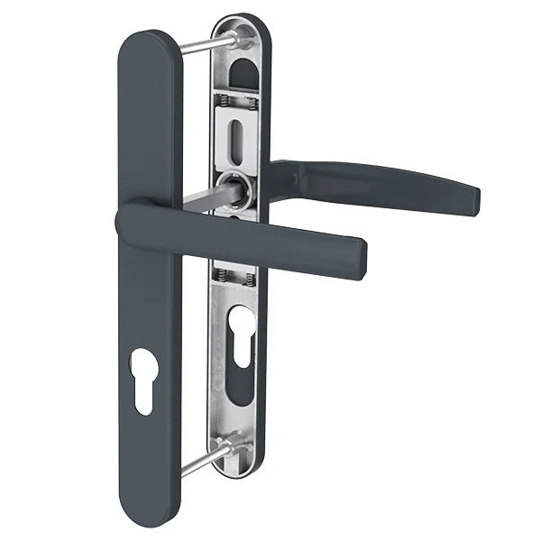 Set Mânere cu Șild pentru Ușă Termopan – Negru, Interax 85 mm