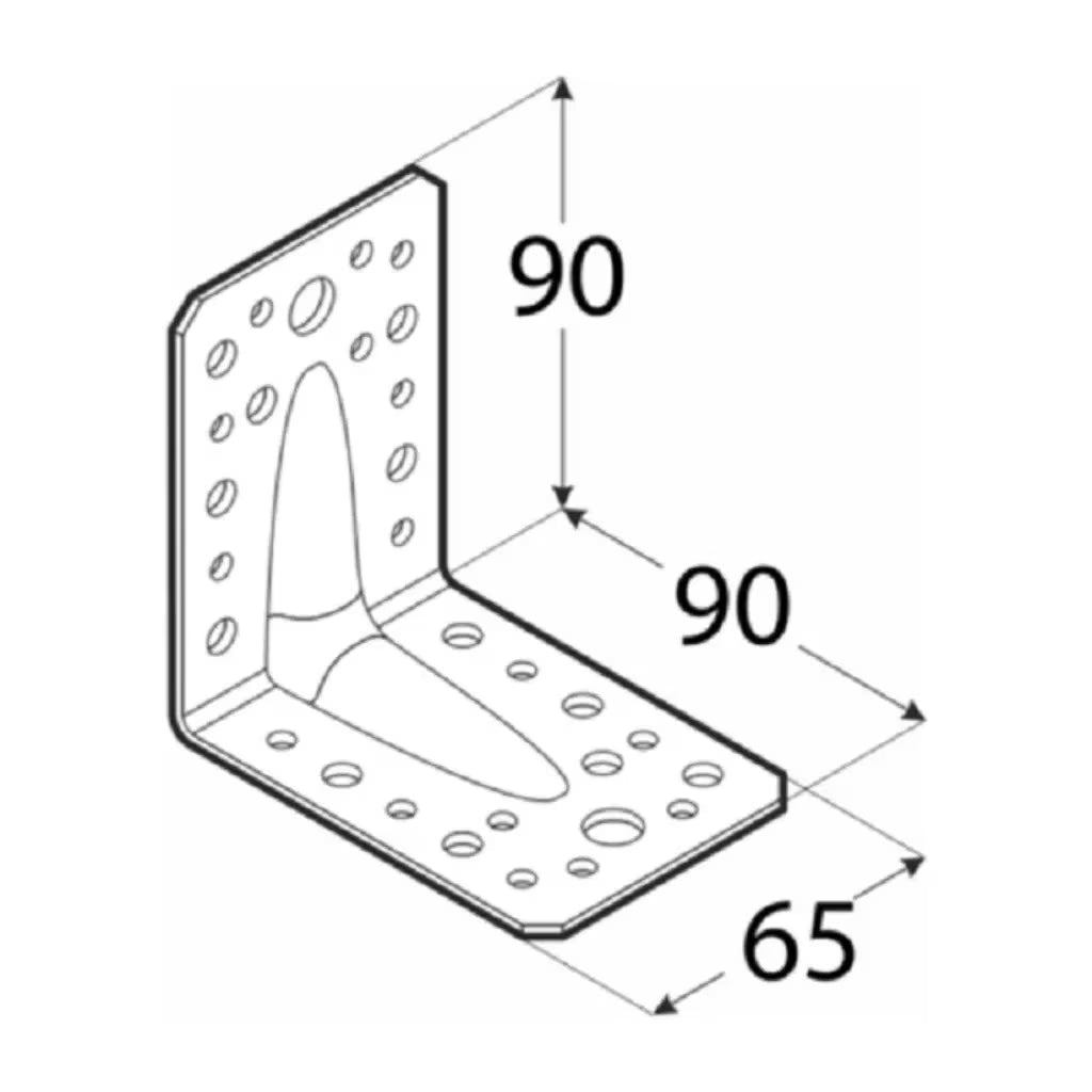 Colțare Lemn Ranforsate 90x90x65x2 mm – Oțel Zincat pentru Îmbinări și Fixări Set de 10 buc