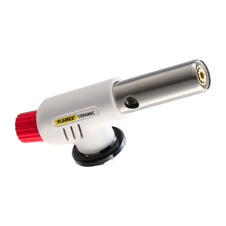 Cap Lampă / Arzător Ceramic FLAMEX Alb pentru Butelie Gaz 227 g, cu Aprindere Piezo