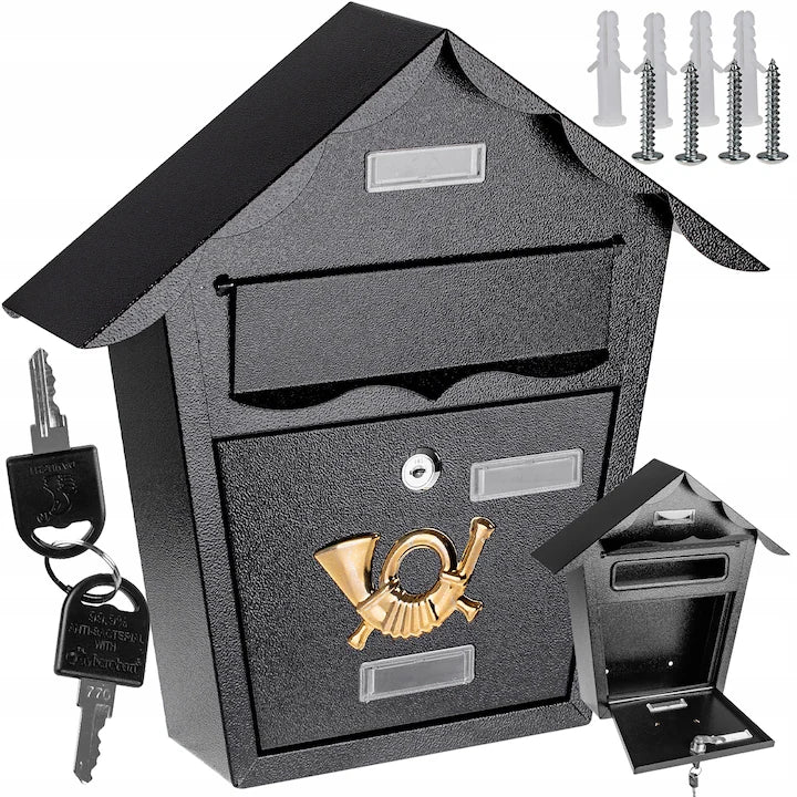 Cutie Poștală Metalică Tip Căsuță – cu Încuietoare și Fantă pentru Corespondență