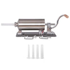 Mașină Manuală de Umplut Cârnați Orizontală 3 kg din Inox – 4 Pâlnii Incluse