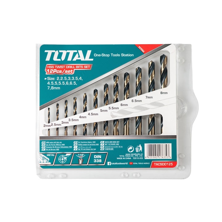 Set Burghie pentru Metal HSS Total – 12 Piese (2–8 mm)