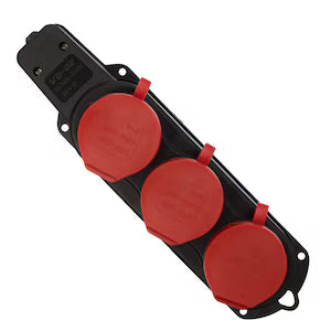 Cap Prelungitor Cauciuc cu 3 Prize Schuko și Capace de Protecție – IP44