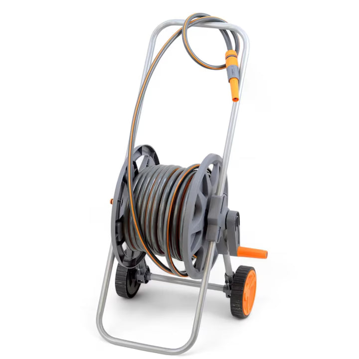 Kit Cărucior pentru Furtun Ermetiq – Furtun 30 m, 1/2", 3 Straturi, 25 Bar, cu Accesorii și Duză de Stropit