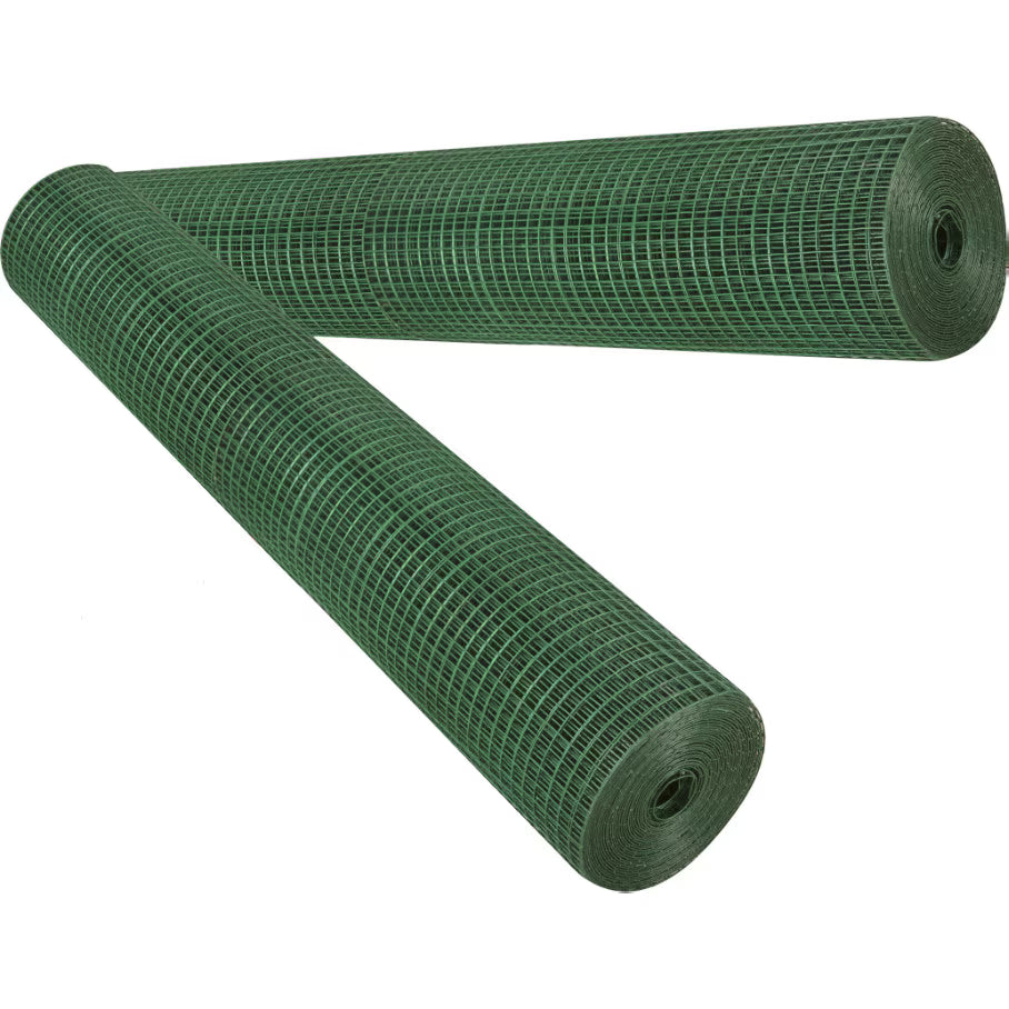 Plasă de Sârmă Verde 13 × 13 mm, Zincată și Plastifiată PVC – Rolă 1 × 10 m