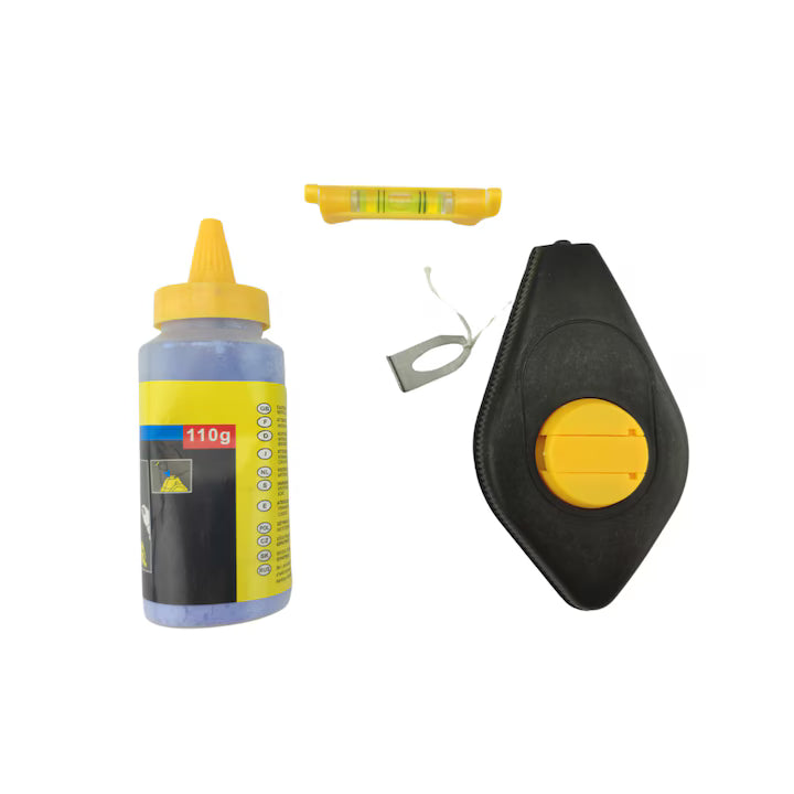 Set Rățușcă pentru Trasat cu Praf de Cretă 120 g – Fir de Trasare, Nivelă și Agățătoare