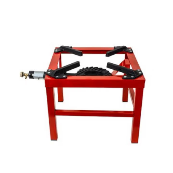 Pirostrie Roșie din Fontă cu un Foc 40 × 40 cm – Suport pentru Gătit la Ceaun, Disc și Tuci