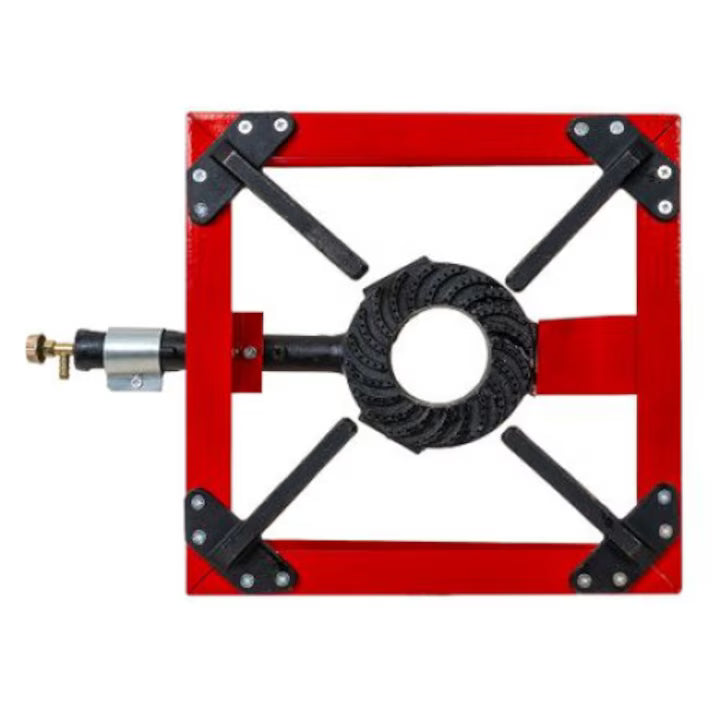 Pirostrie Roșie din Fontă cu un Foc 40 × 40 cm – Suport pentru Gătit la Ceaun, Disc și Tuci