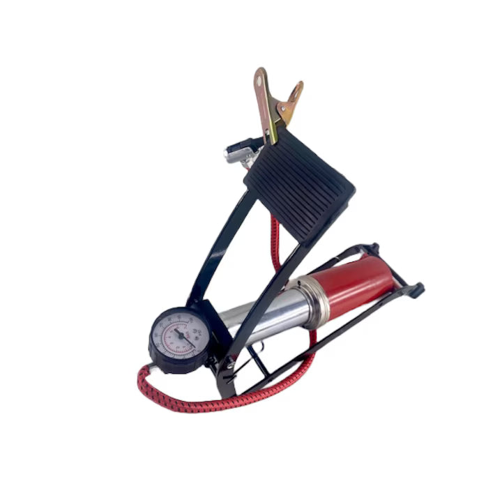 Pompă Auto de Picior cu Manometru – Pentru Umflare Anvelope, Biciclete și Mingi