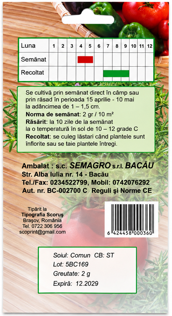 Semințe Cimbru Comun Semagro – 2 g