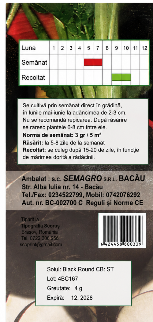 Semințe Ridichi Negre Black Round Semagro – 4 g