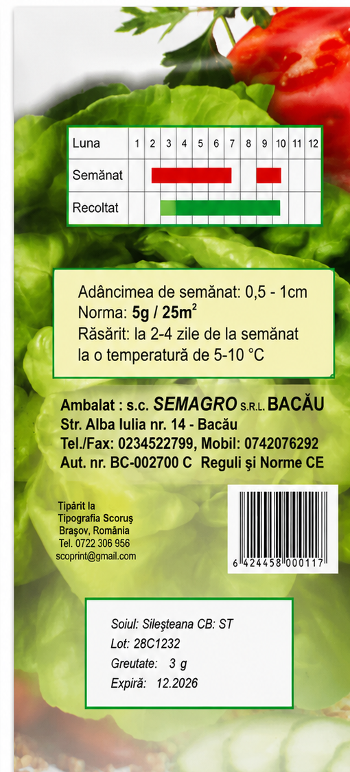 Semințe Salată Sileșteana Semagro – 3 g