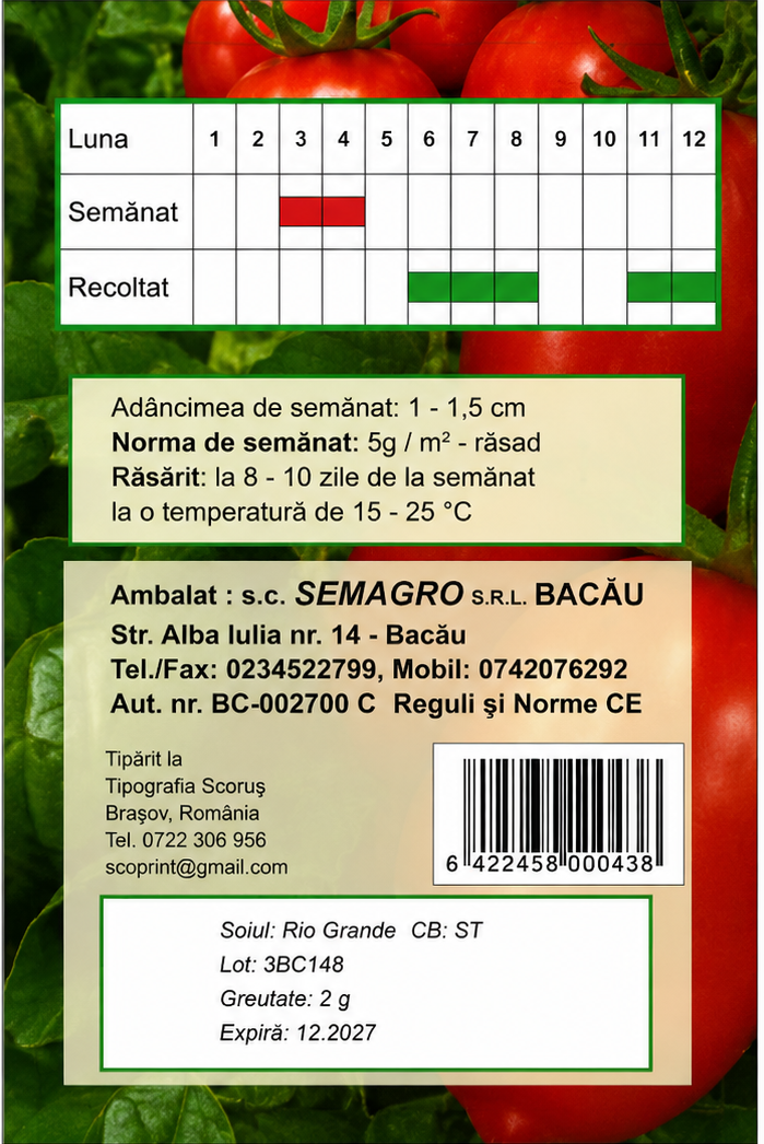 Semințe Tomate Rio Grande Semagro – 2 g