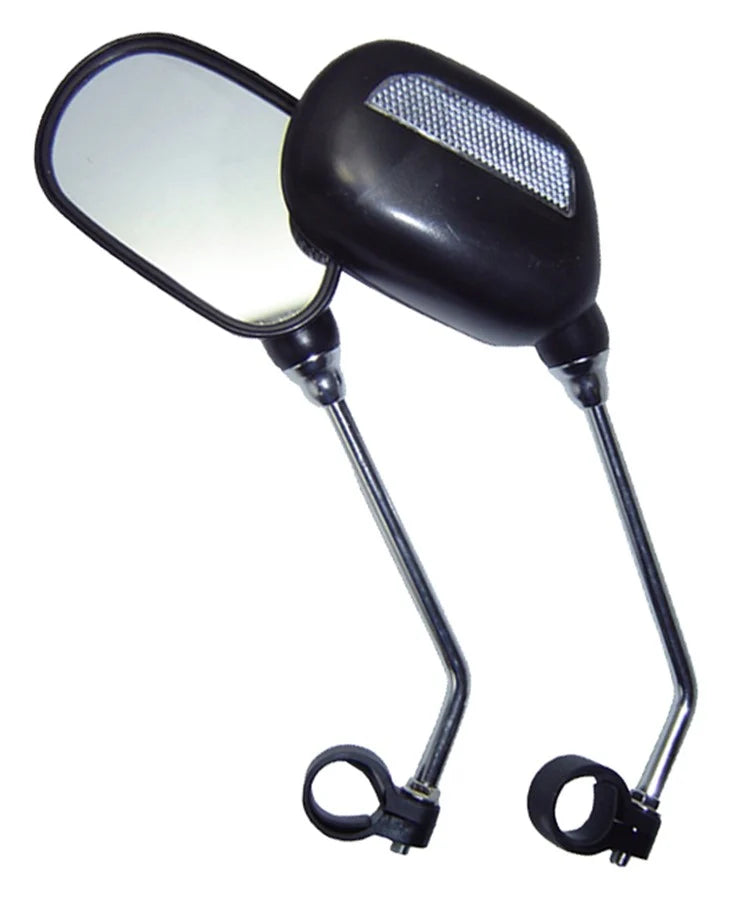 Set 2 Oglinzi pentru Bicicletă Negre cu Brațe Metalice și Catadioptri Reflectorizanți