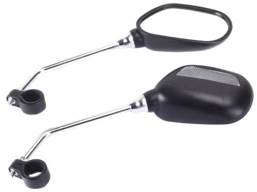 Set 2 Oglinzi pentru Bicicletă Negre cu Brațe Metalice și Catadioptri Reflectorizanți