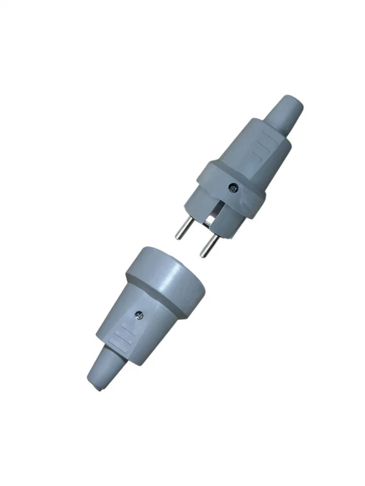Set Cuplă + Ștecher Gri 230V 16A – Pentru Prelungitoare și Cabluri Electrice