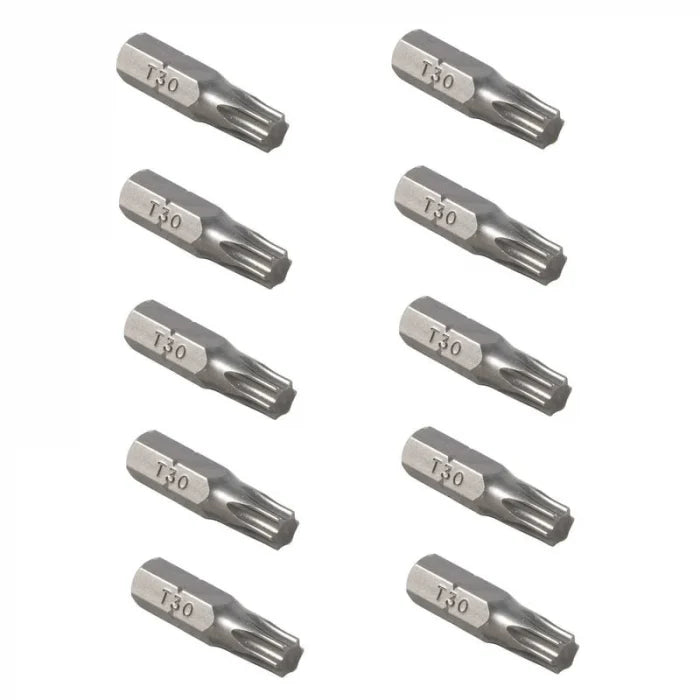 Set 10 Biți Torx T30 Verzi, 25 mm – pentru Șurubelniță și Mașină de Înșurubat